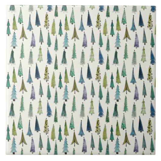Funky Christmas Trees (Niedliche Illustrierte Kuns Fliese (Vorderseite)