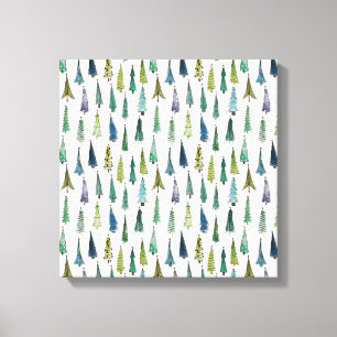 Funky Christmas Trees (Niedliche Illustrierte Kuns Leinwanddruck