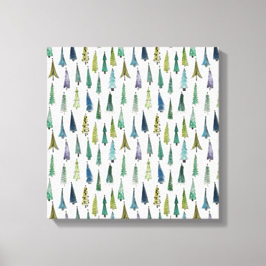 Funky Christmas Trees (Niedliche Illustrierte Kuns Leinwanddruck (Vorderseite)