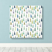 Funky Christmas Trees (Niedliche Illustrierte Kuns Leinwanddruck (Insitu (Holzboden))