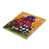 Funky Chunky Floral Chicken Personalisiert Fliese (Seite)