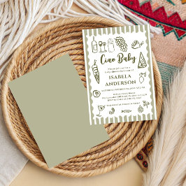 Funky Ciao Baby Hand Drawn Italian Baby Shower  Einladung