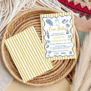 Funky Ciao Baby Handgezeichnete italienische Babyp Einladung