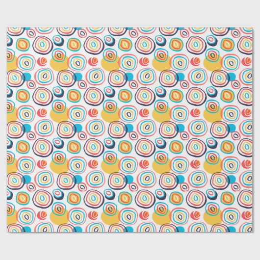 Funky Circle Doodles auf Weiß Geschenkpapier (Flach)