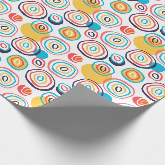 Funky Circle Doodles auf Weiß Geschenkpapier (Ecke)