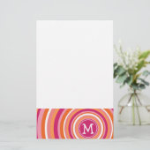 Funky Circle Muster mit Monogramm Briefpapier (Stehend Vorderseite)