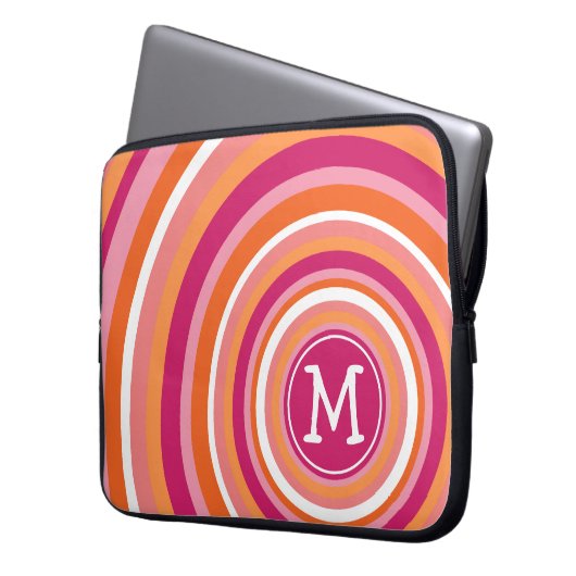Funky Circle Muster mit Monogramm Laptopschutzhülle (Vorderseite Links)