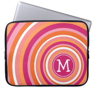 Funky Circle Muster mit Monogramm Laptopschutzhülle