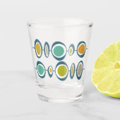Funky Circles Blue Green Orange Mitte Jahrhundert Schnapsglas (Vorderseite)
