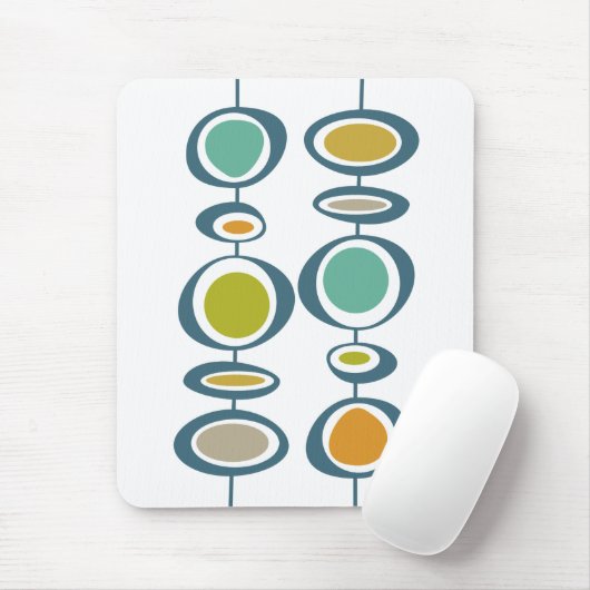 Funky Circles Green Turquoise Orange Mitte Jahrhun Mousepad (Mit Mouse)