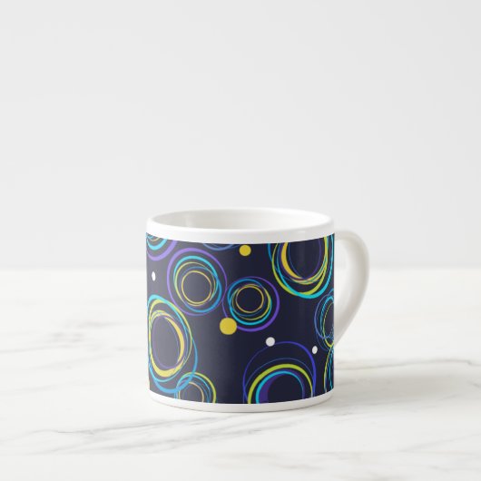 Funky Circles marineblaue Espresso Tasse (Vorderseite Rechts)