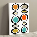 Funky Circles Mid Century Modern Colorful Retro Leinwanddruck<br><div class="desc">This fabulous mid century modern canvas print feys two sets of funky abstract hanging circles in the colors of turquoise blue,  two shades of orange,  cream,  avocado green,  gold and black. This will make hat die Rechnung zum Your Home Decor!</div>