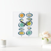 Funky Circles Mid Century Modern Colorful Retro Quadratische Wanduhr (Zuhause)
