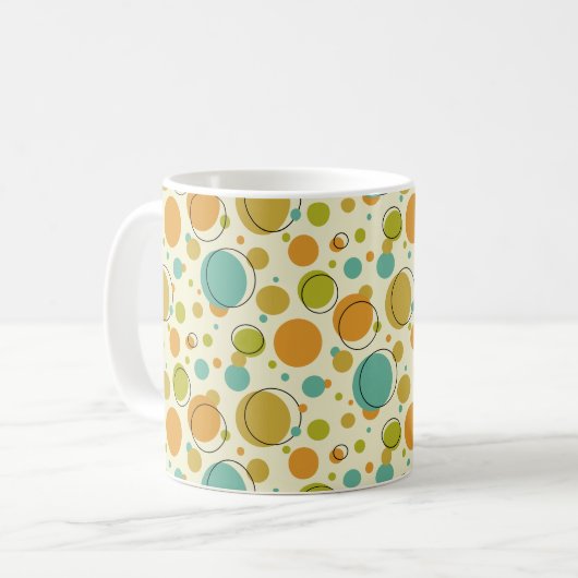 Funky Circles Mid Century Modernes Muster Kaffeetasse (Vorderseite Links)