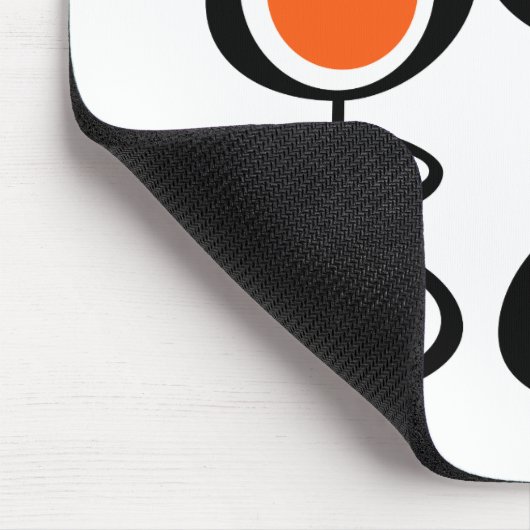 Funky Circles Turquoise Orange Black Mid Century Mousepad (Ecke)