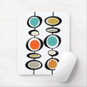 Funky Circles Turquoise Orange Black Mid Century Mousepad (Mit Mouse)