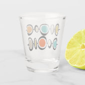 Funky Circles Turquoise Orange Mitte Jahrhundert Schnapsglas (Rückseite)