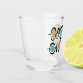 Funky Circles Turquoise Orange Mitte Jahrhundert Schnapsglas (Links)