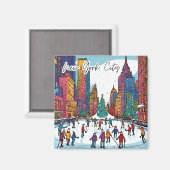 Funky City Magnet - NYC Weihnachtszeit (Vorderseite/Rückseite)
