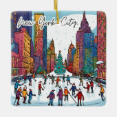 Funky City Magnet - NYC Weihnachtszeit Keramikornament (Vorderseite)