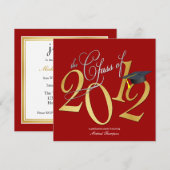Funky Class of 2012 Invites (rot / gold) Einladung (Vorne/Hinten)