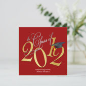 Funky Class of 2012 Invites (rot / gold) Einladung (Stehend Vorderseite)
