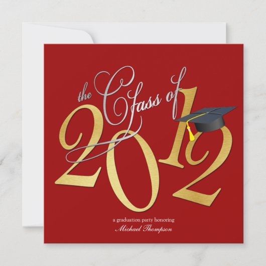 Funky Class of 2012 Invites (rot / gold) Einladung (Vorderseite)