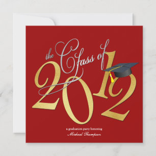 Funky Class of 2012 Invites (rot / gold) Einladung