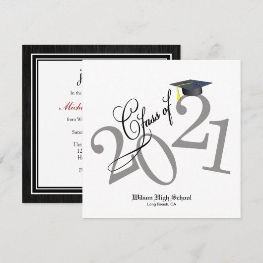 Funky Class of 2021 Abschluss Einladung (Vorne/Hinten)