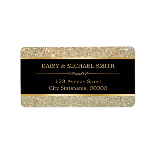 Funky Classy Gold Glitzer Glitzern Adressaufkleber (Vorne)