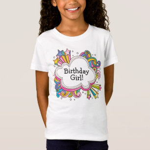 Funky Cloud Birthday Girl T - Shirt