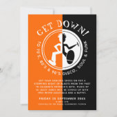 Funky clubber black orange runter Party Einladung (Vorderseite)