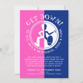 Funky Clubblau pink runter ins Retro-Party Einladung (Vorderseite)