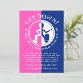 Funky Clubblau pink runter ins Retro-Party Einladung (Stehend Vorderseite)