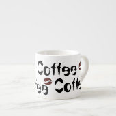 Funky Coffee Beans Big Words Espresso Tasse Cup (Vorderseite Rechts)