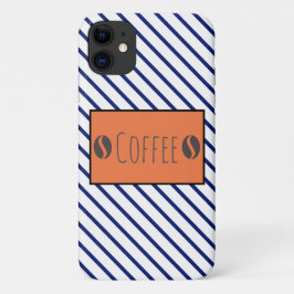 Funky Coffee Beans Blue White Stripes Case-Mate iPhone Hülle