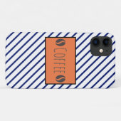 Funky Coffee Beans Blue White Stripes Case-Mate iPhone Hülle (Rückseite (Horizontal))