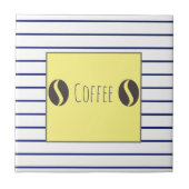 Funky Coffee Beans Blue White Stripes Fliese (Vorderseite)