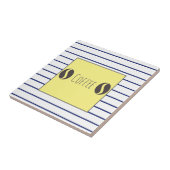 Funky Coffee Beans Blue White Stripes Fliese (Seite)