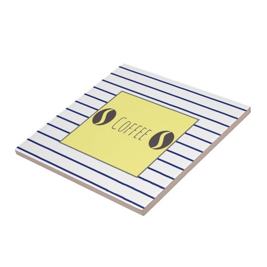 Funky Coffee Beans Blue White Stripes Fliese (Seite)