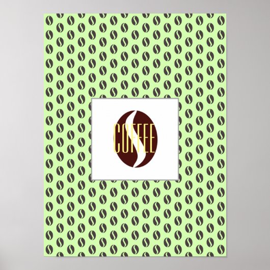 Funky Coffee Beans Muster Rahmen Word Poster (Vorne)