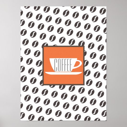 Funky Coffee Beans Muster Rahmen Word Poster (Vorne)