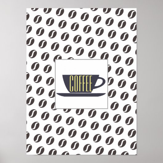 Funky Coffee Beans Muster Rahmen Word Poster (Vorne)