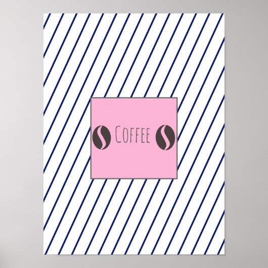 Funky Coffee Beans Plate Blue Stripes Poster (Vorne)