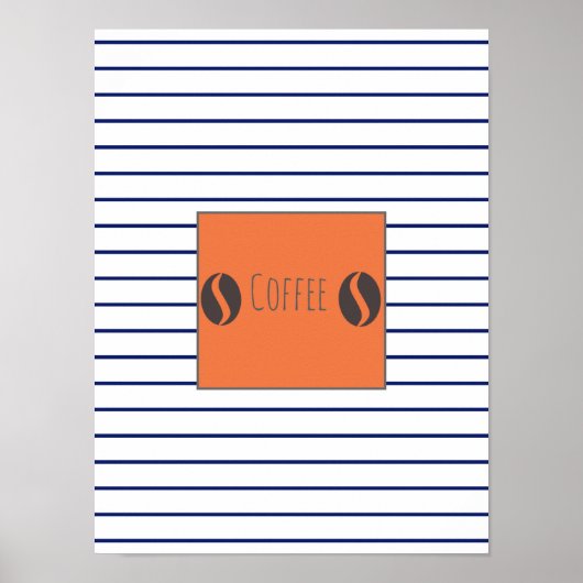 Funky Coffee Beans Plate Blue Stripes Poster (Vorne)