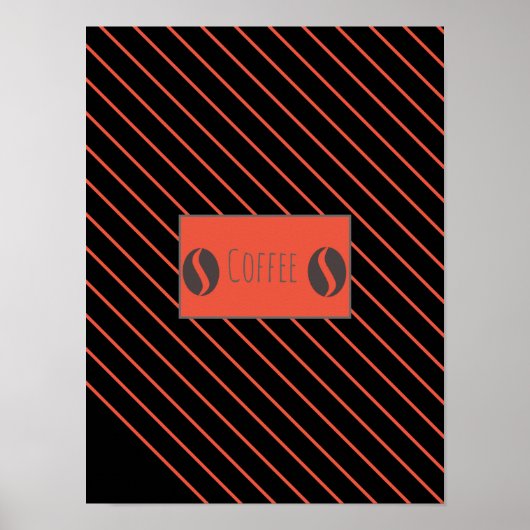 Funky Coffee Beans Plate Red Stripes Poster (Vorne)