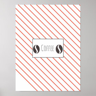 Funky Coffee Beans Plate Red Stripes Poster