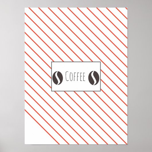 Funky Coffee Beans Plate Red Stripes Poster (Vorne)