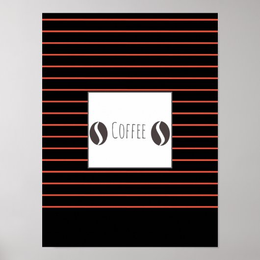 Funky Coffee Beans Plate Red Stripes Poster (Vorne)