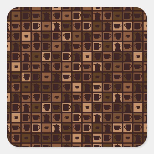 Funky coffee mosaic quadratischer aufkleber (Vorderseite)